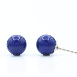 Blue Swarovski Pearl Studs | 8mm Navy Pearl Earrings | Colored Pearl Studs